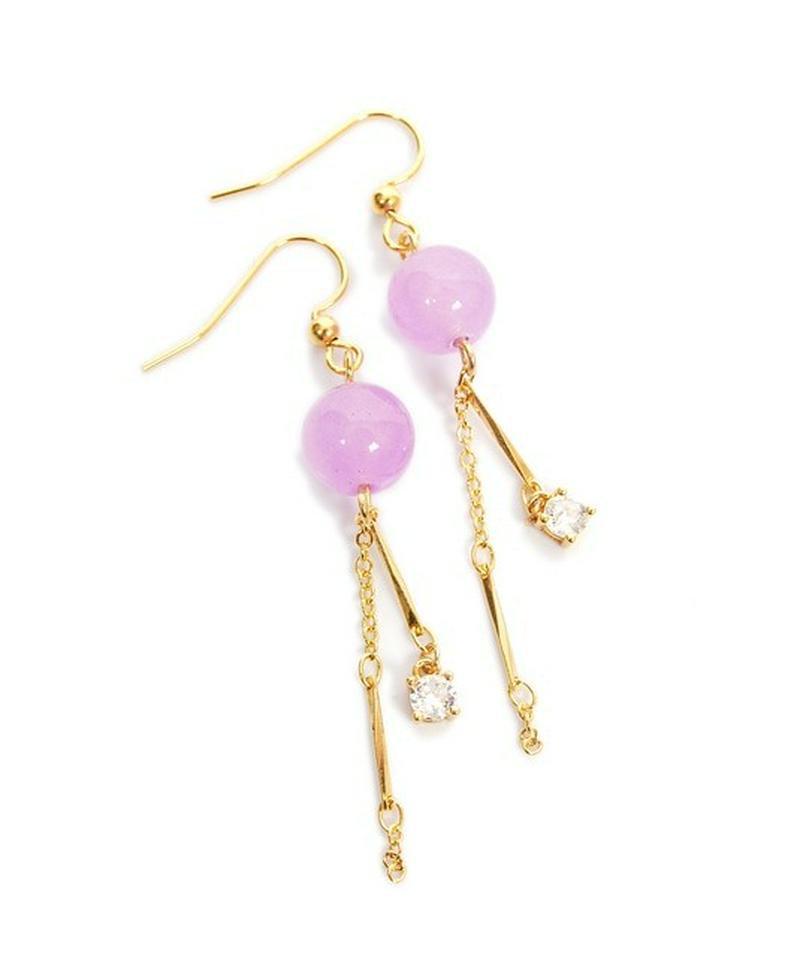 K14GFボール型パープルジェイドピアス