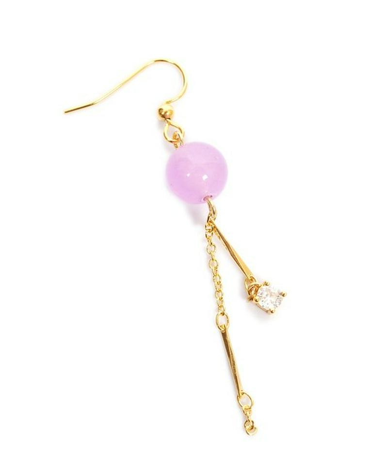 K14GFボール型パープルジェイドピアス