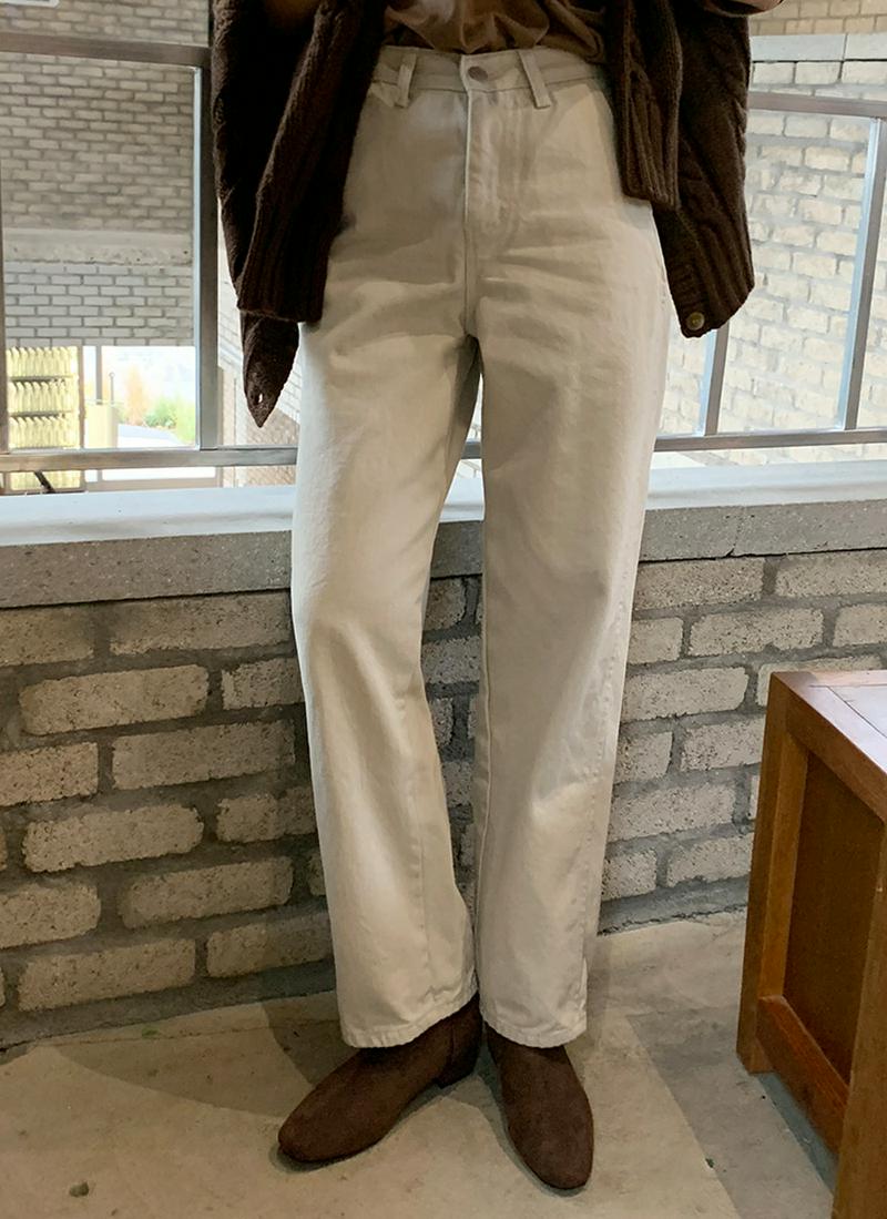 コットン裏起毛ワイドストレートパンツ