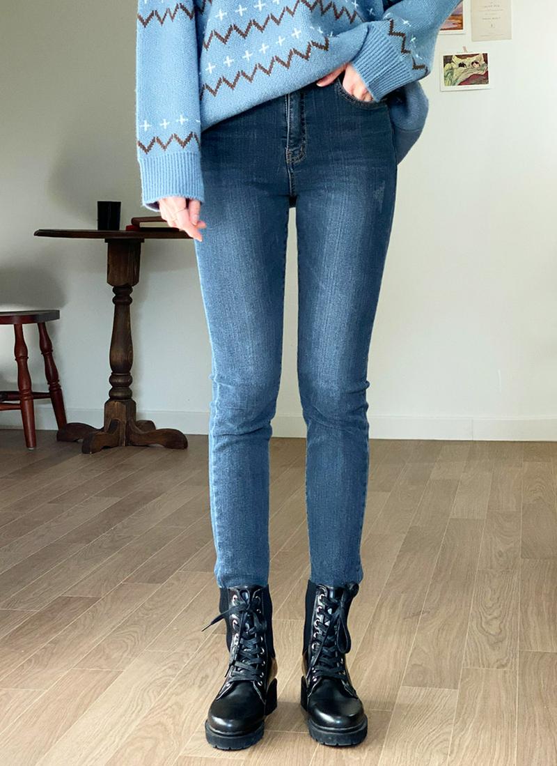 裏起毛スキニーデニムパンツ・全1色