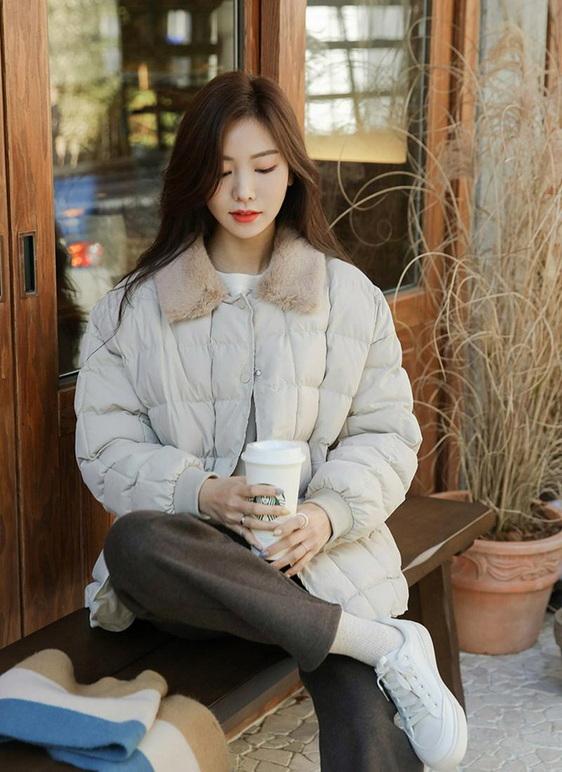 ファーカラーウェルロン綿ジャケット