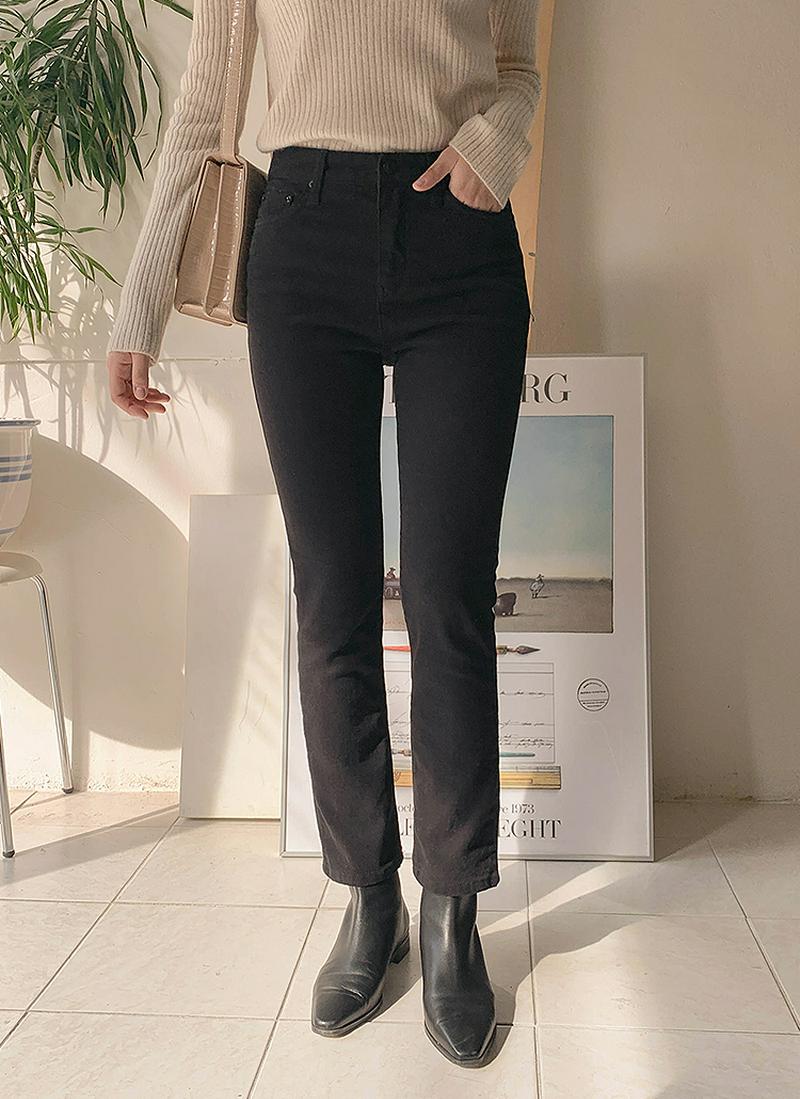 裏起毛スリムストレート綿混パンツ