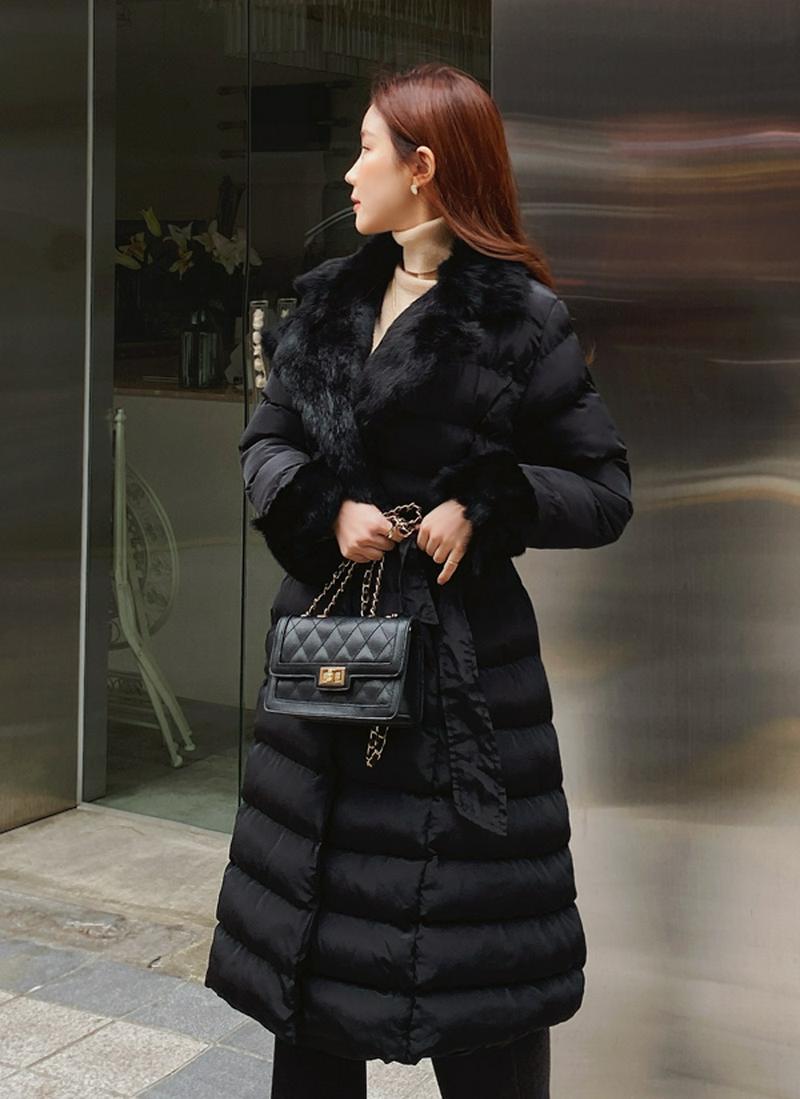 ラビットファー中綿ロングジャケット