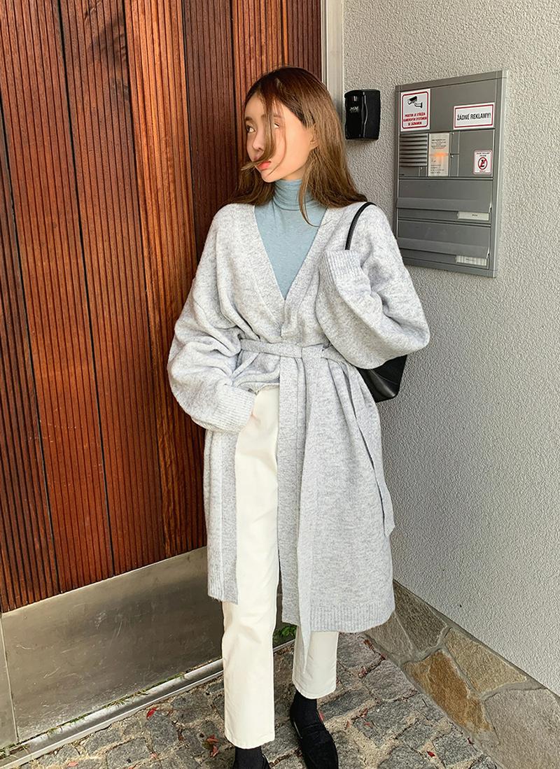 ストラップ付ロングカーディガン