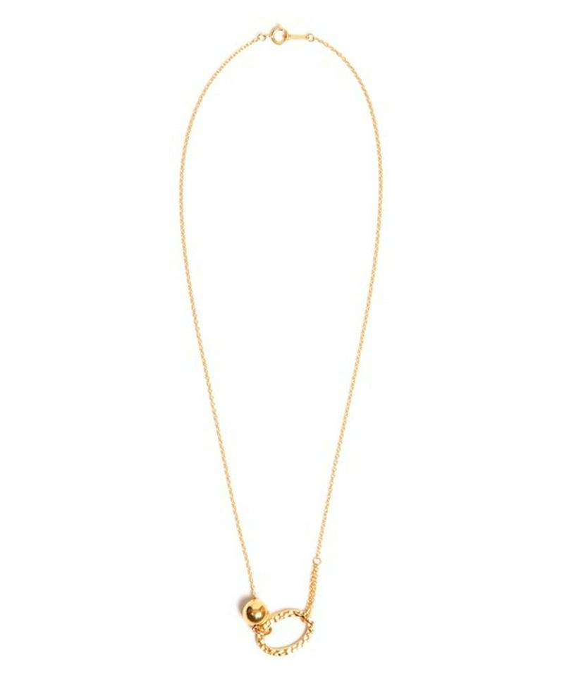 K14GF　楕円リング×シンプルボールネックレス