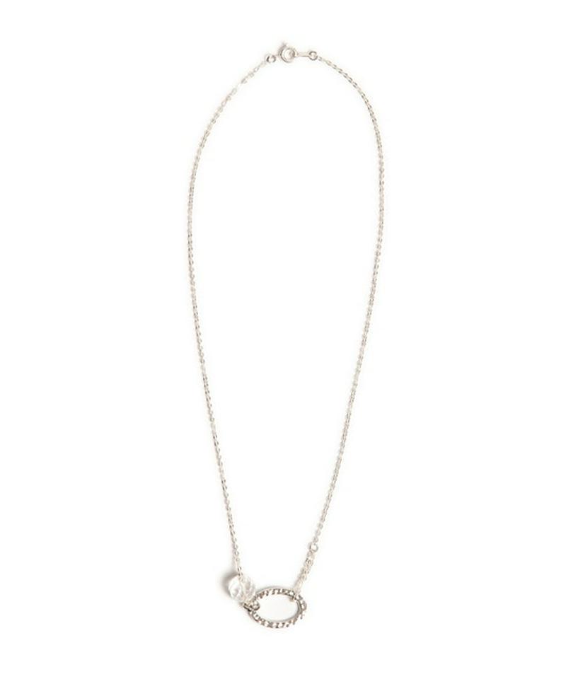 スターリングシルバー 楕円リング×クリスタルネックレス