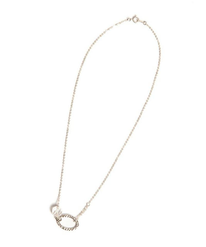 スターリングシルバー 楕円リング×クリスタルネックレス
