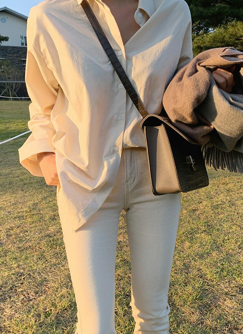 アシメヘムピーチ起毛カラーシャツ