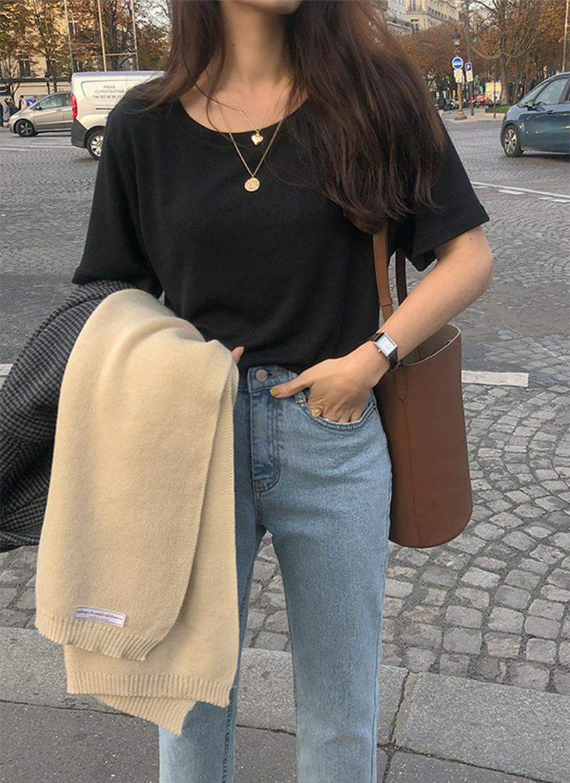 ウォーム裏起毛ハーフスリーブTシャツ