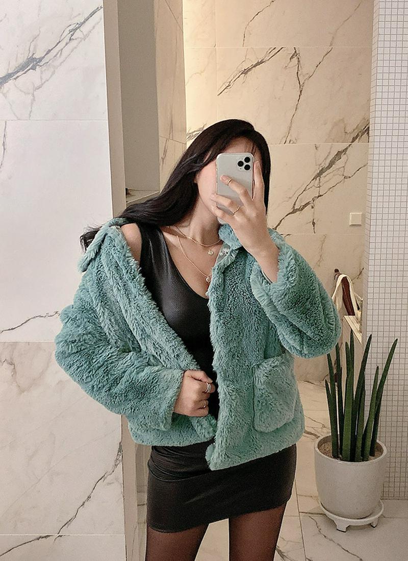 アクリル混ファーホックジャケット