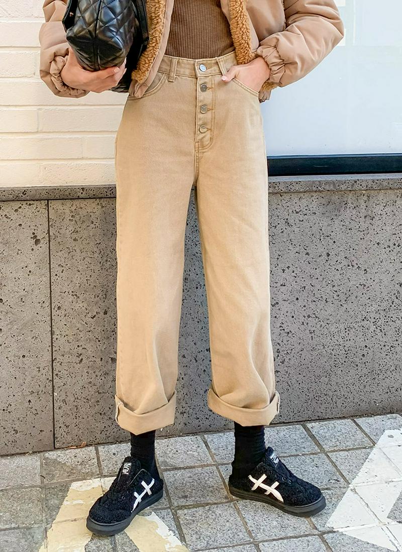 フライフロントコットンパンツ