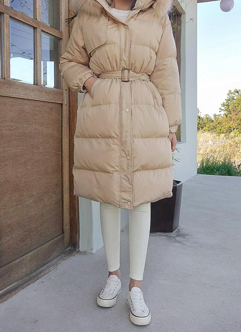 ベルト付フードロング中綿ジャケット