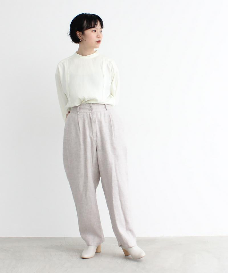 リネン起毛太テーパードパンツ