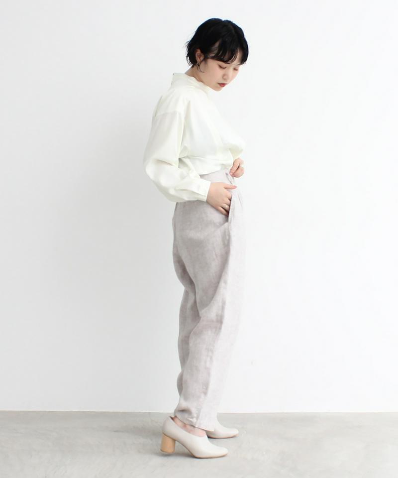 リネン起毛太テーパードパンツ