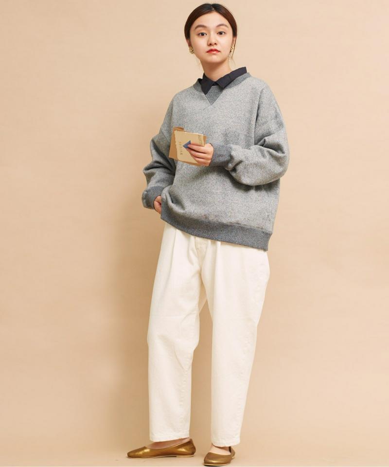 mat　ホワイトデニム アジャスト付　テーパードパンツ（mat quotidien）