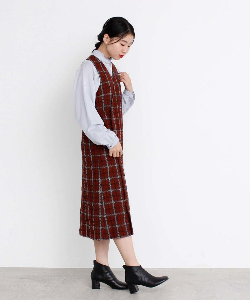 C/SI製品染め衿タックプリーツブラウス