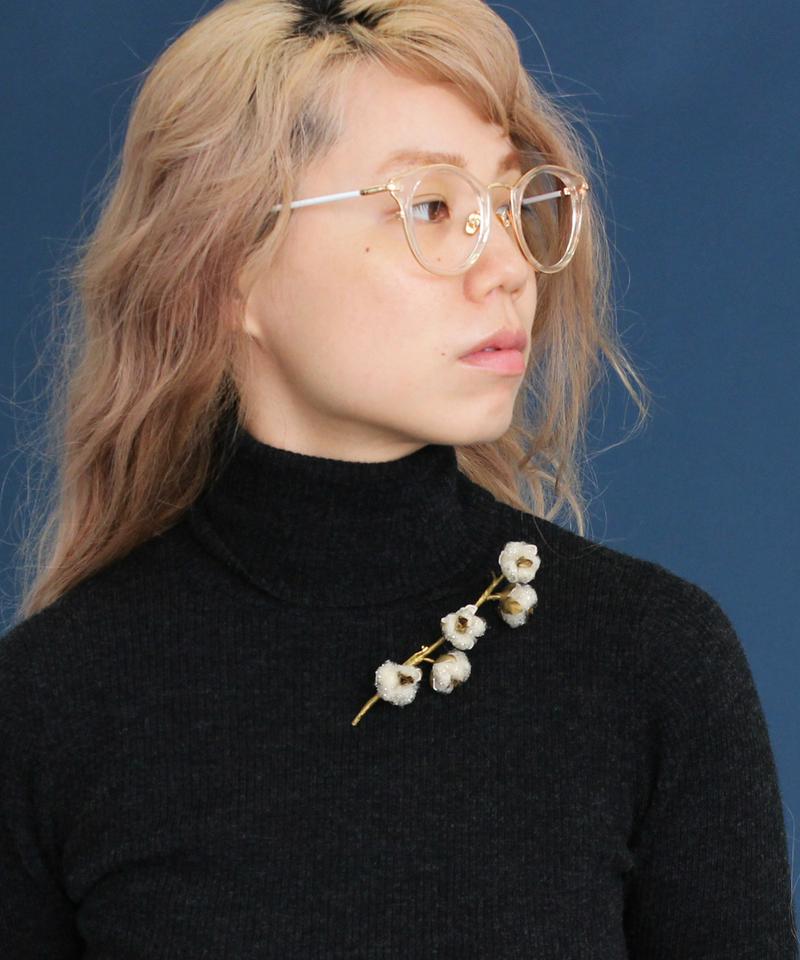 ○eiπe　アトリエ染花×eiπe　「綿花のコサージュ」ブローチ