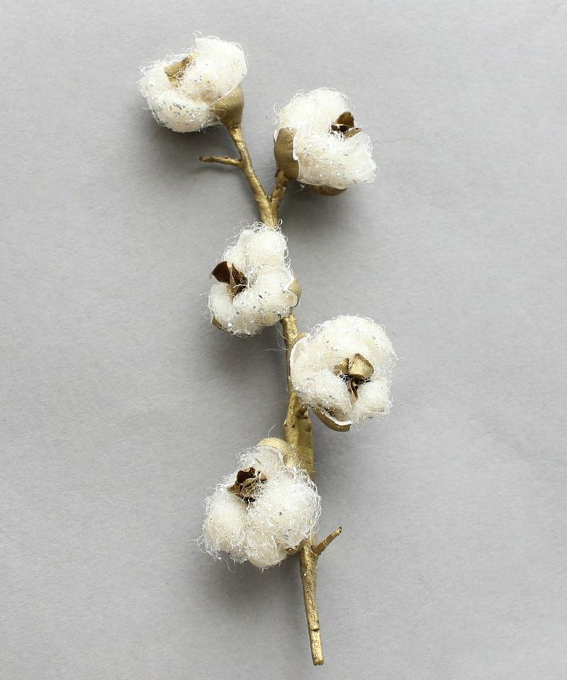 ○eiπe　アトリエ染花×eiπe　「綿花のコサージュ」ブローチ