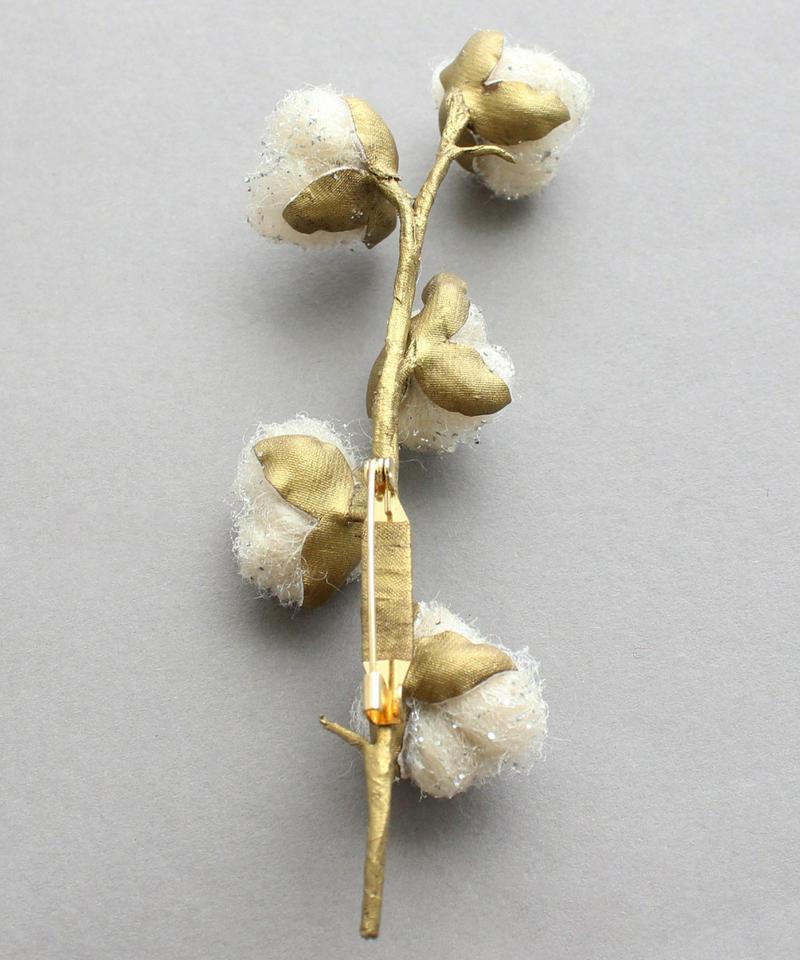 ○eiπe　アトリエ染花×eiπe　「綿花のコサージュ」ブローチ