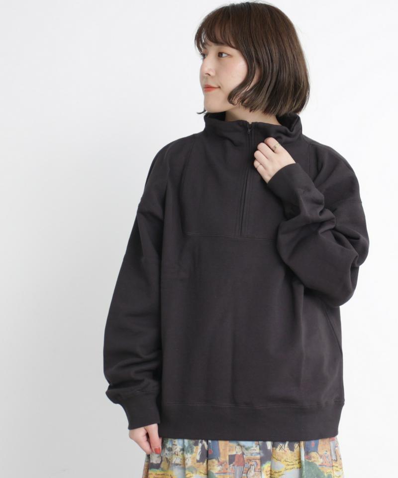 ○mat tight tension　裏毛ハーフジッププルオーバー