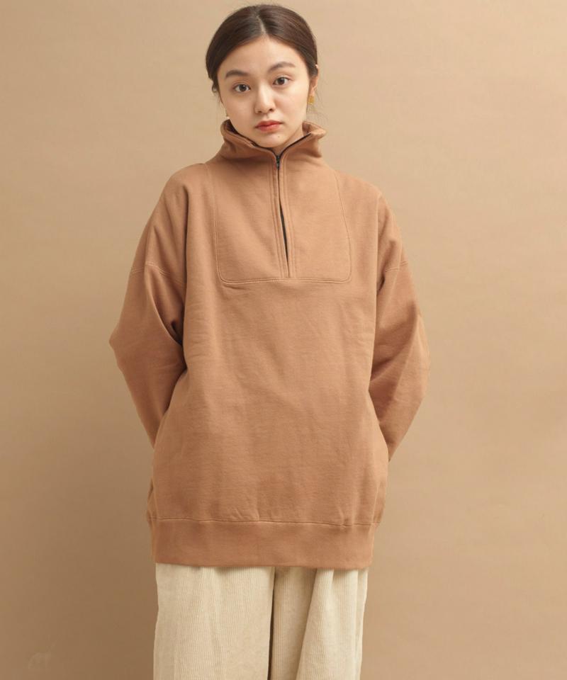 ○mat tight tension　裏毛ハーフジッププルオーバー