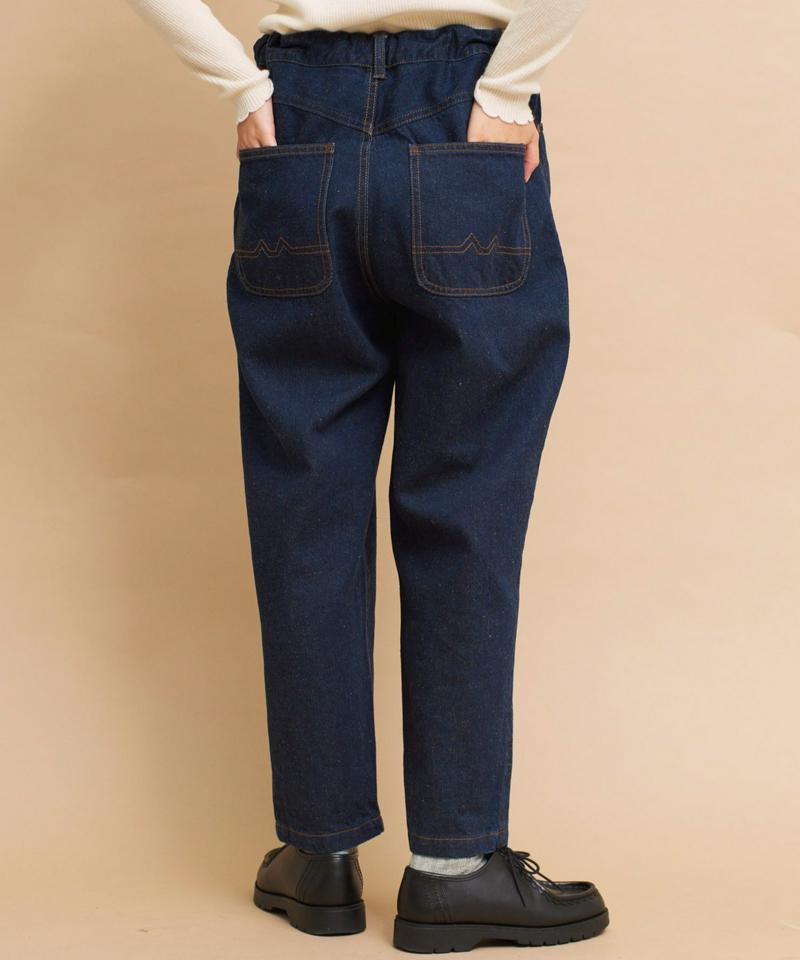 〇mat 綿麻デニム　アジャスト付テーパードパンツ