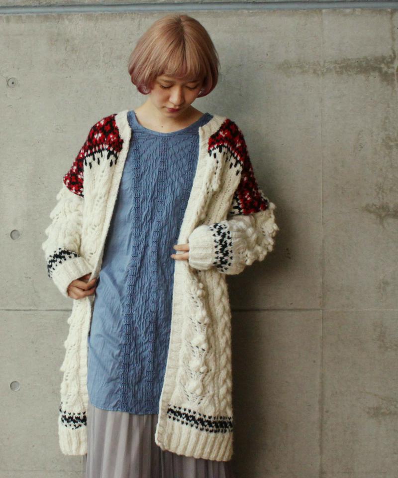 ○フェアアイルハンドニットロングカーディガン
