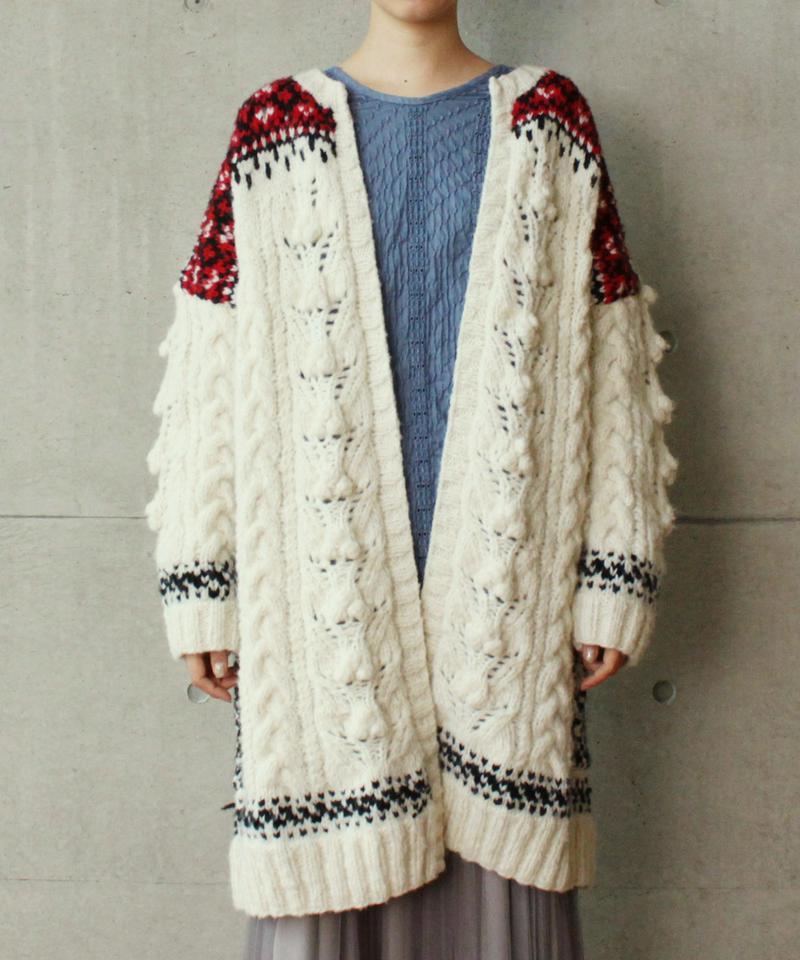 ○フェアアイルハンドニットロングカーディガン
