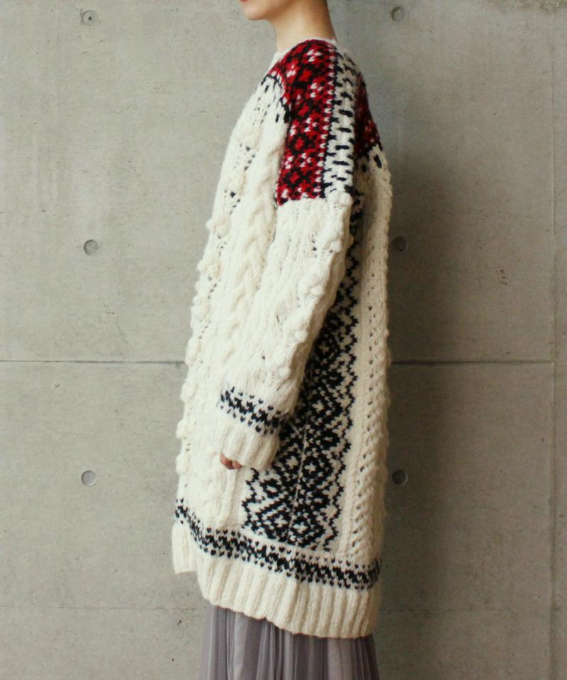 ○フェアアイルハンドニットロングカーディガン