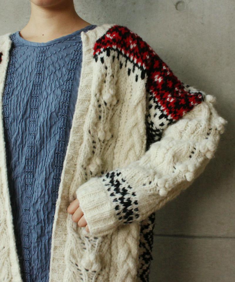 ○フェアアイルハンドニットロングカーディガン
