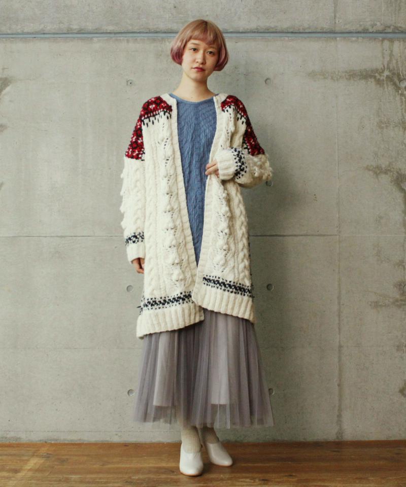 ○フェアアイルハンドニットロングカーディガン