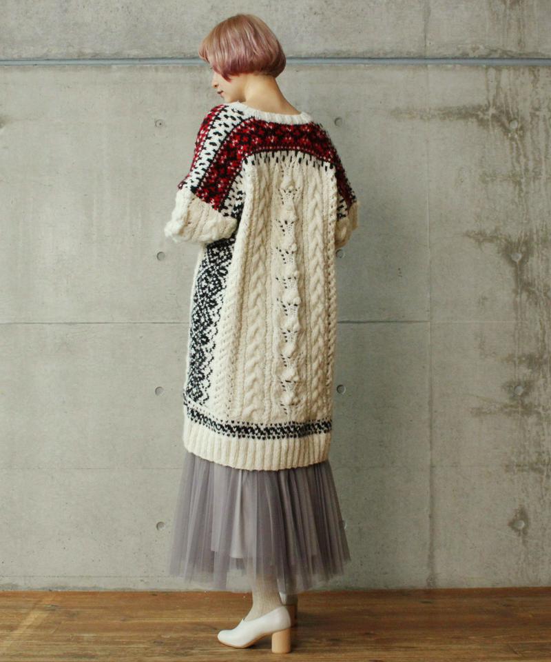 ○フェアアイルハンドニットロングカーディガン