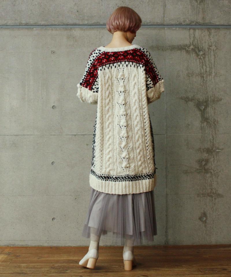 ○フェアアイルハンドニットロングカーディガン