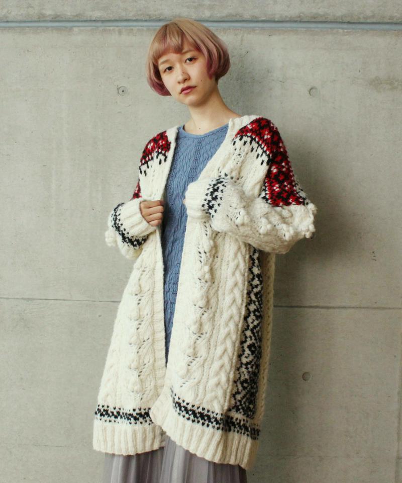 ○フェアアイルハンドニットロングカーディガン