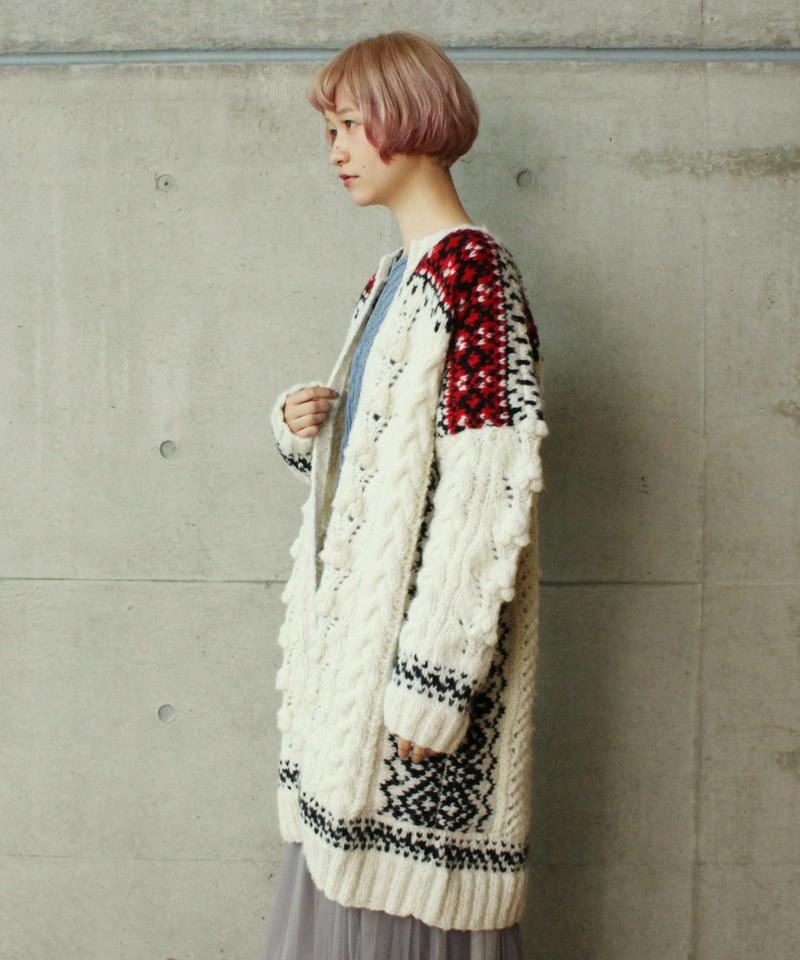 ○フェアアイルハンドニットロングカーディガン