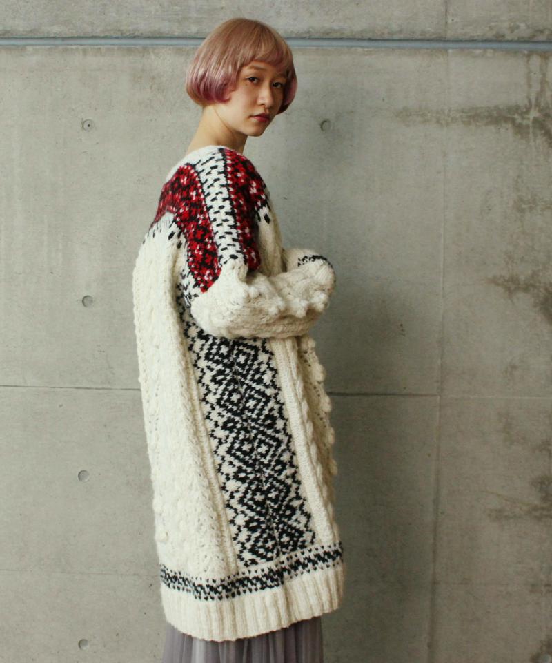 ○フェアアイルハンドニットロングカーディガン