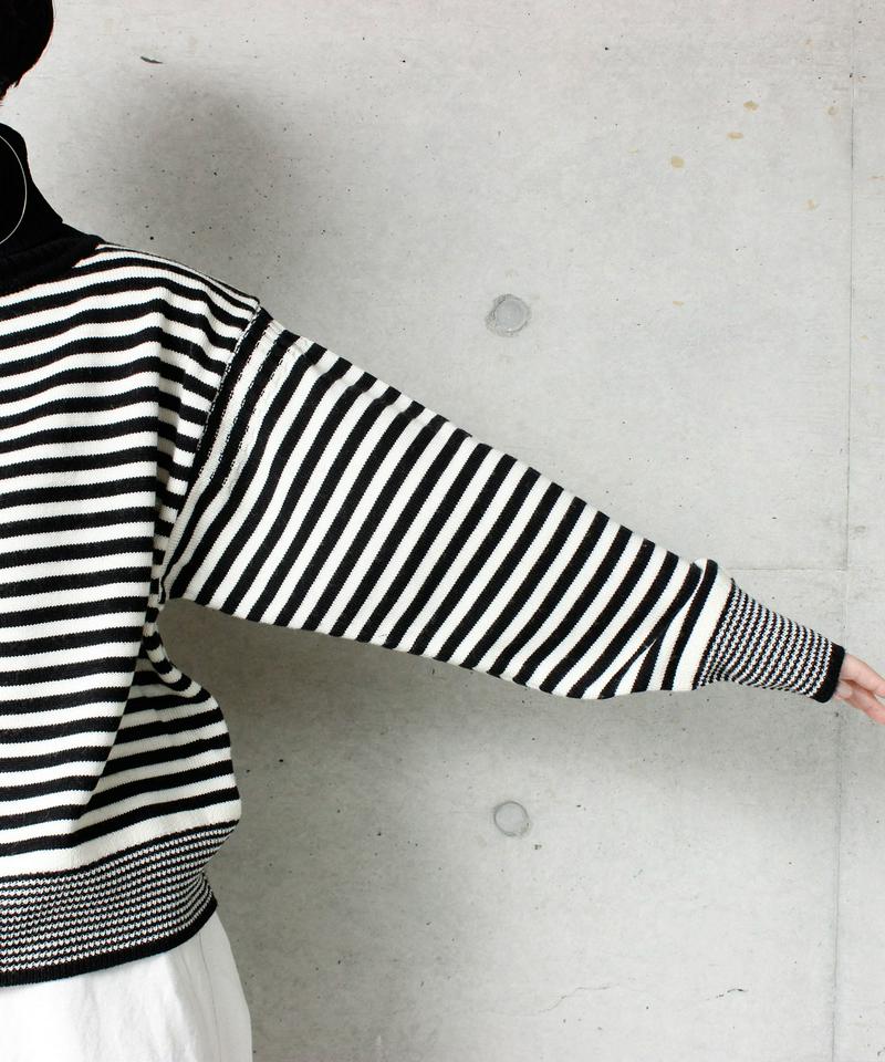 7GシルケットWOOL  ボーダータートルプルオーバー