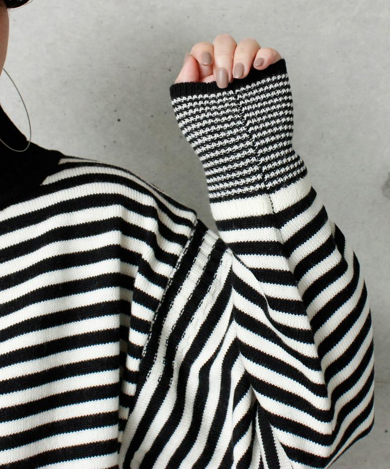7GシルケットWOOL  ボーダータートルプルオーバー