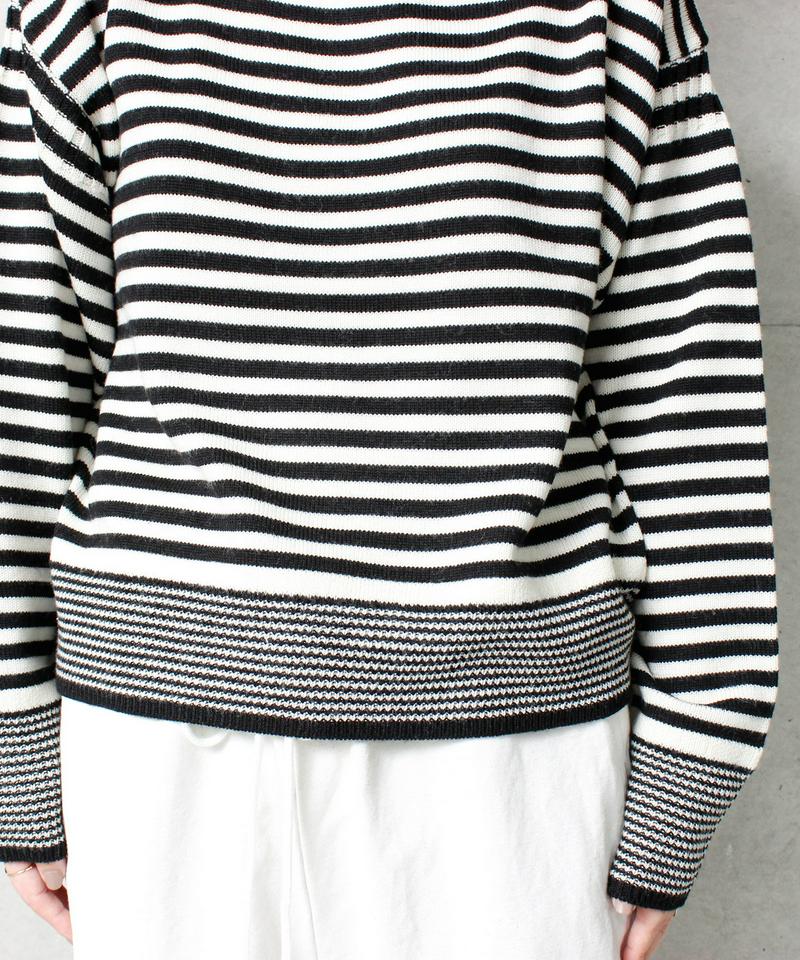 7GシルケットWOOL  ボーダータートルプルオーバー