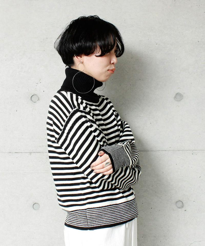 7GシルケットWOOL  ボーダータートルプルオーバー