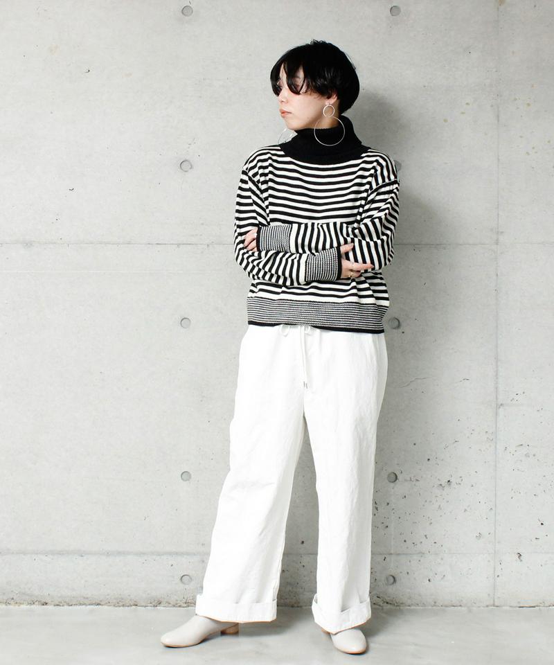 7GシルケットWOOL  ボーダータートルプルオーバー