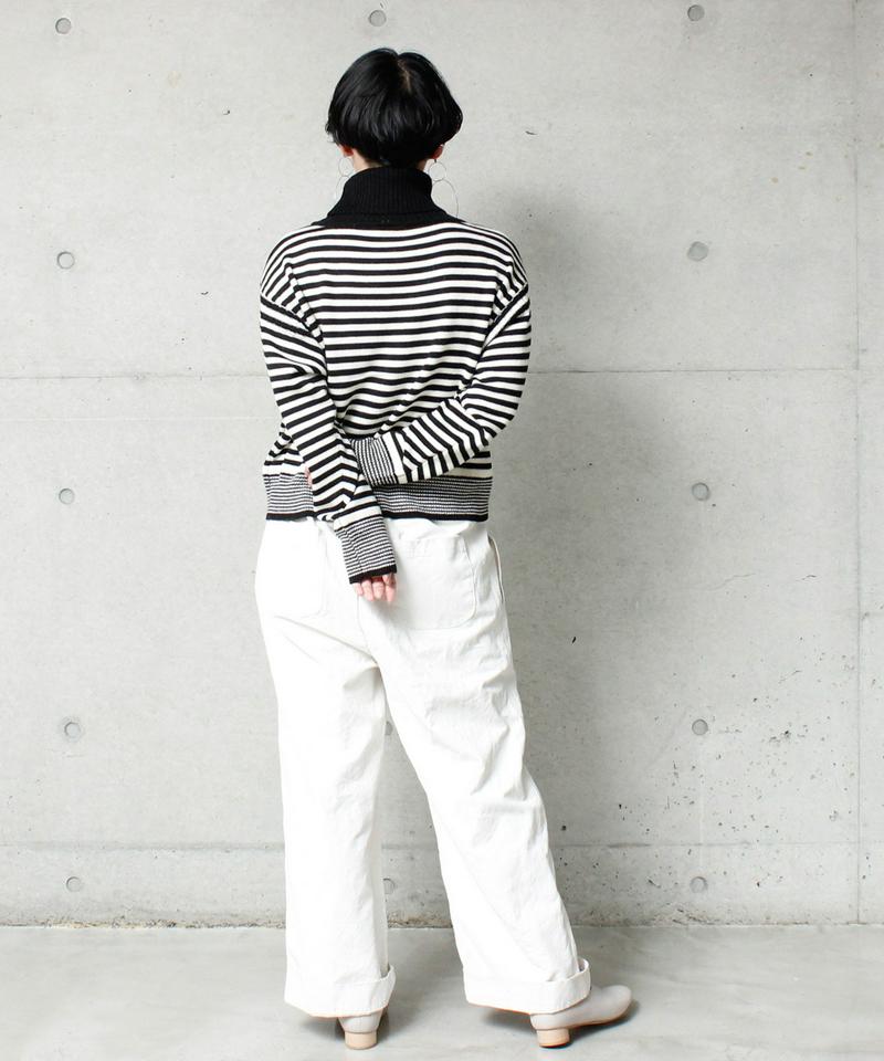 7GシルケットWOOL  ボーダータートルプルオーバー