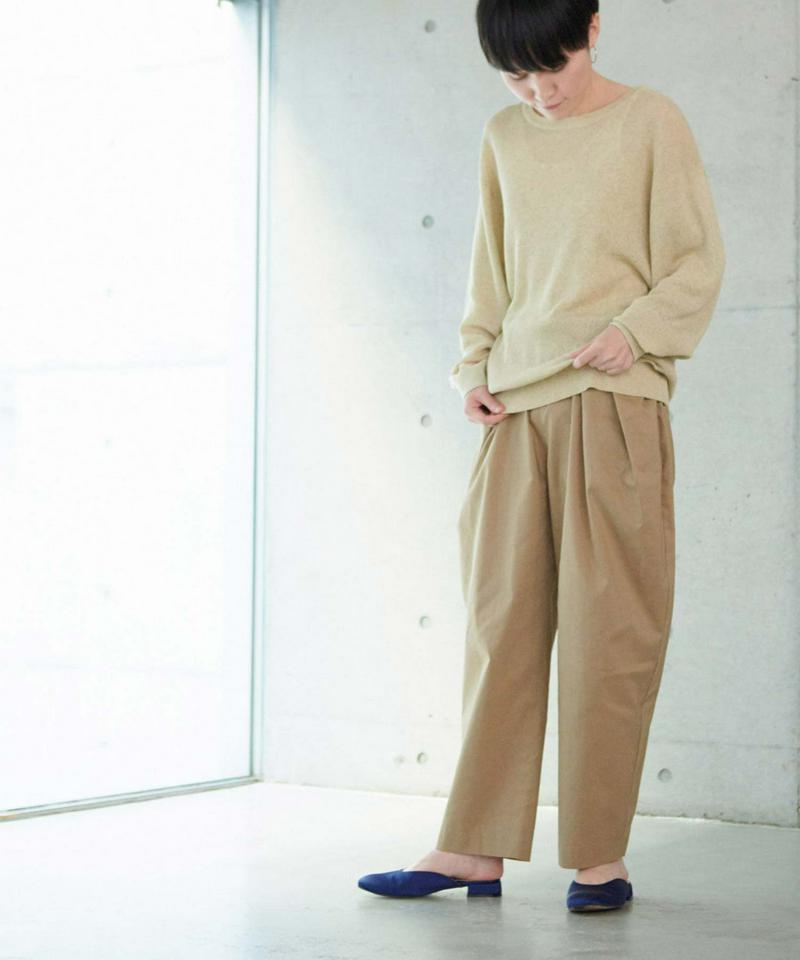 PE/Lライトキャンバスストレッチ 太タックパンツ