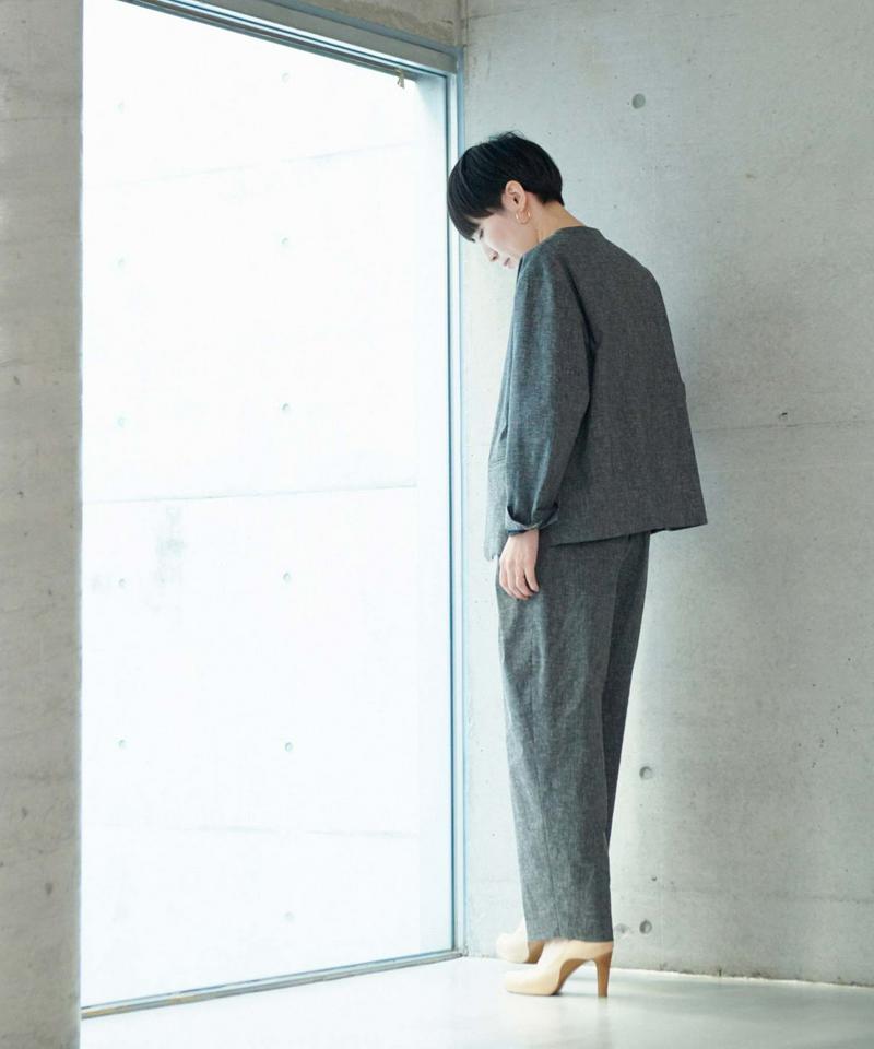 PE/Lライトキャンバスストレッチ 太タックパンツ