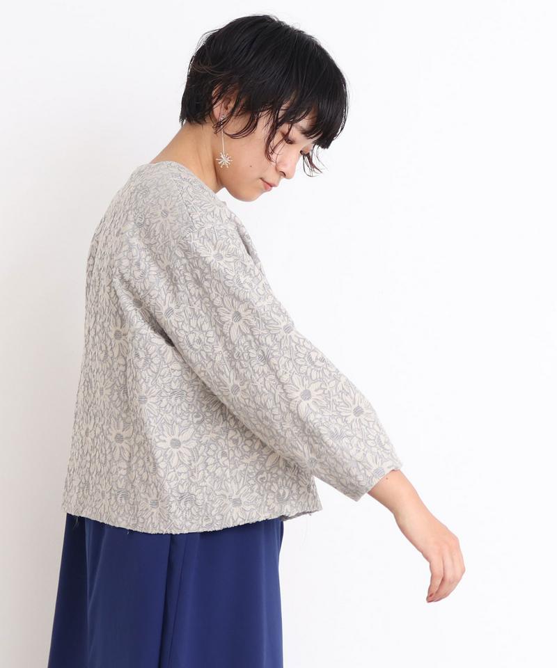 △○フラワーコードジャガード　ダーツ袖コート