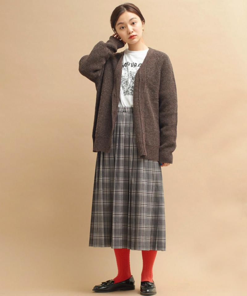 ○mat ラムナイロンあぜV　カーディガン
