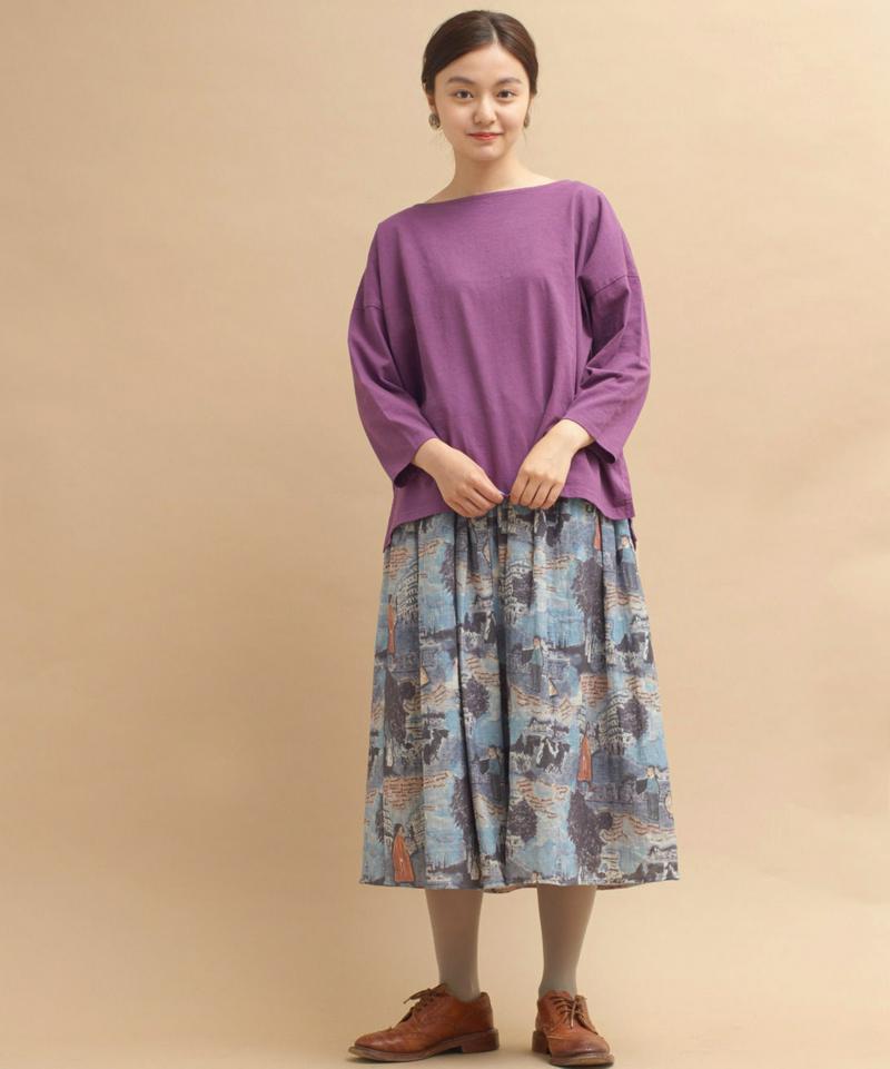 ○mat USAコットン　18/-製品染7分袖プルオーバー