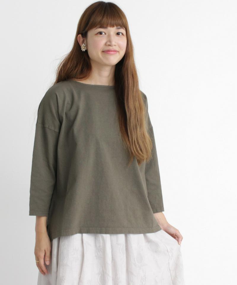 ○mat USAコットン　18/-製品染7分袖プルオーバー