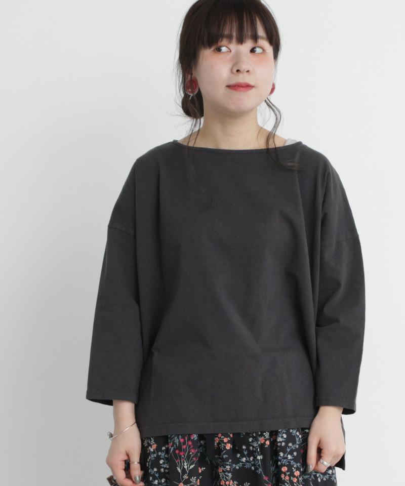 ○mat USAコットン　18/-製品染7分袖プルオーバー