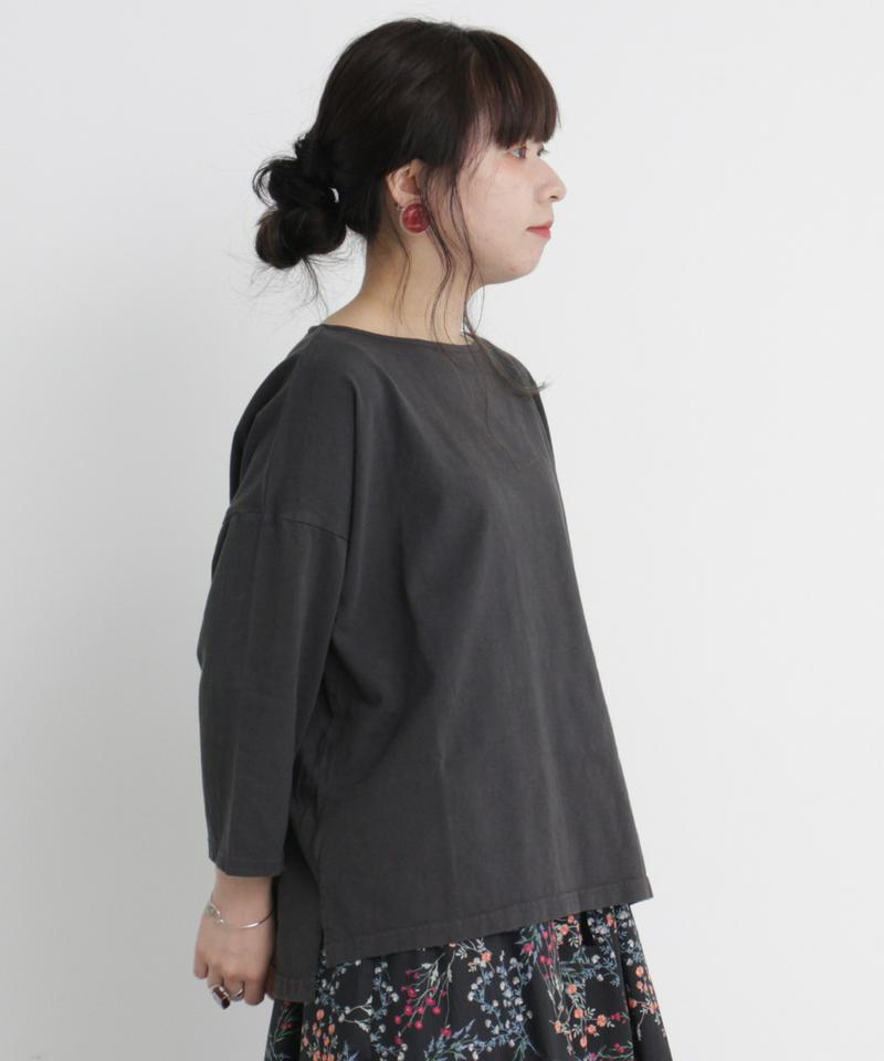 ○mat USAコットン　18/-製品染7分袖プルオーバー